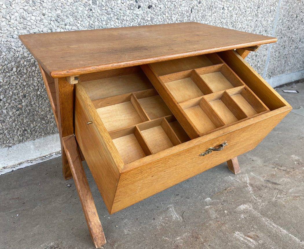 Henning Kjærnulf Oak Side Table & Sewing Tidy