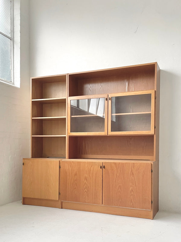 Two Section Danish Oak Wall System