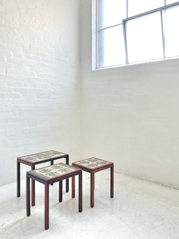 Danish Tile-topped Nest of Rosewood Tables