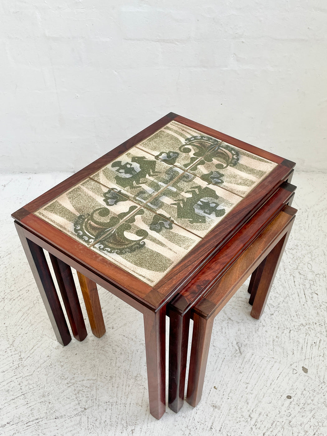 Danish Tile-topped Nest of Rosewood Tables