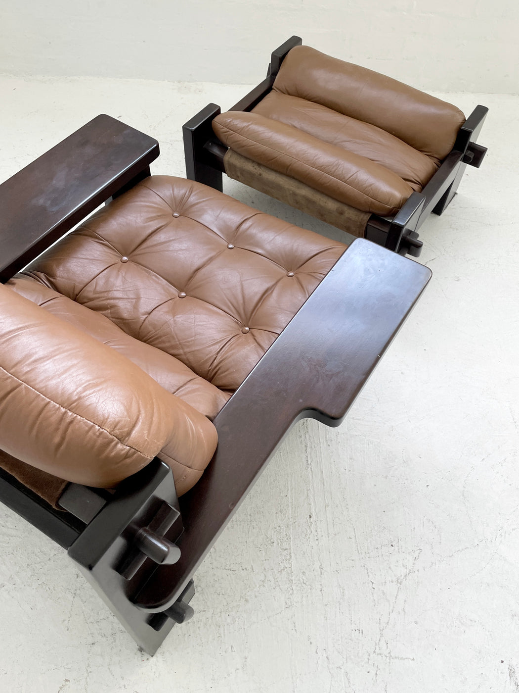 Jean Gillon Leather Lounge Chair & Footstool