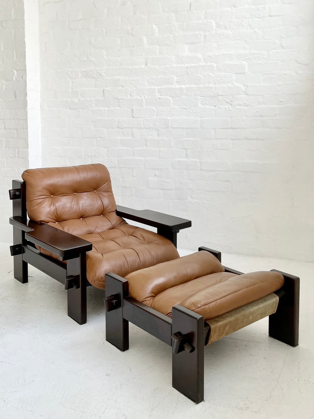 Jean Gillon Leather Lounge Chair & Footstool