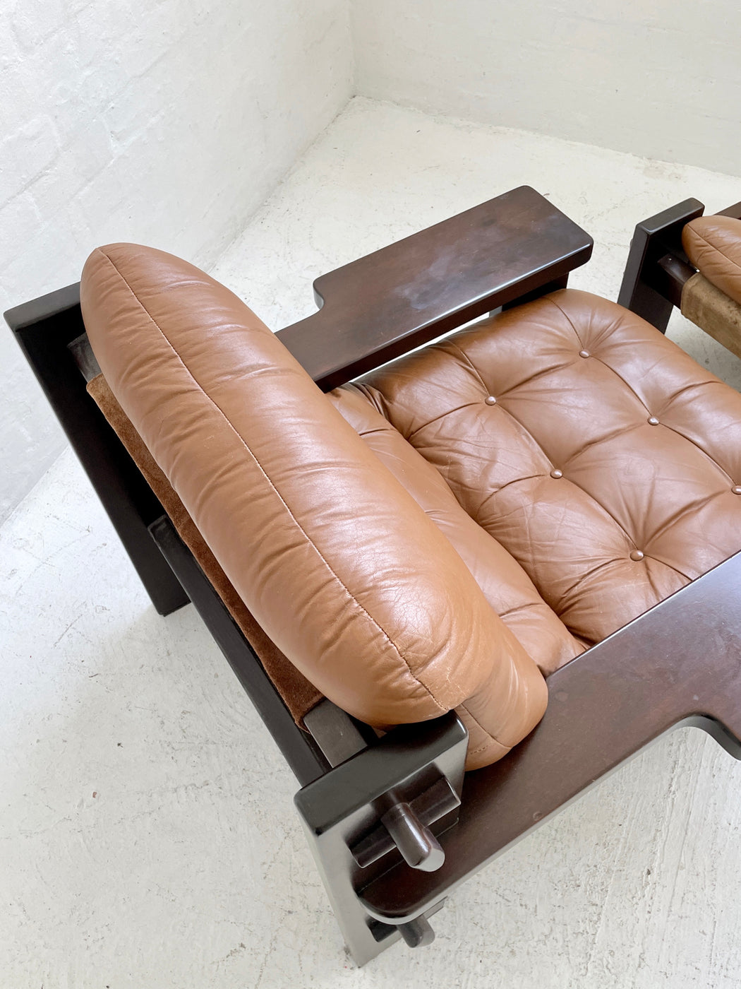 Jean Gillon Leather Lounge Chair & Footstool