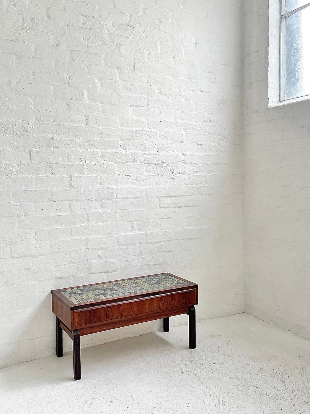 Danish Rosewood & Tile Inlaid Console Drawers