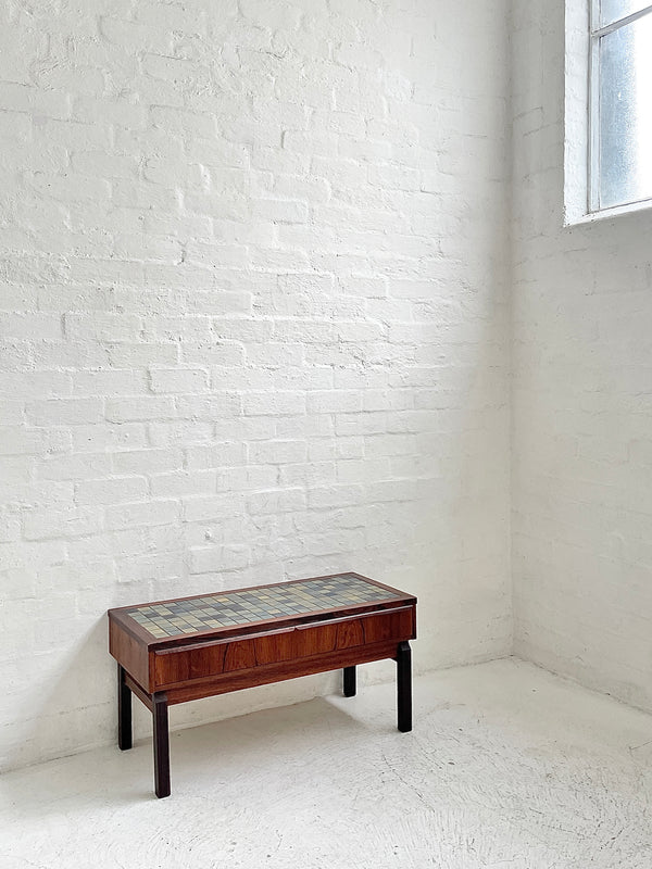 Danish Rosewood & Tile Inlaid Console Drawers