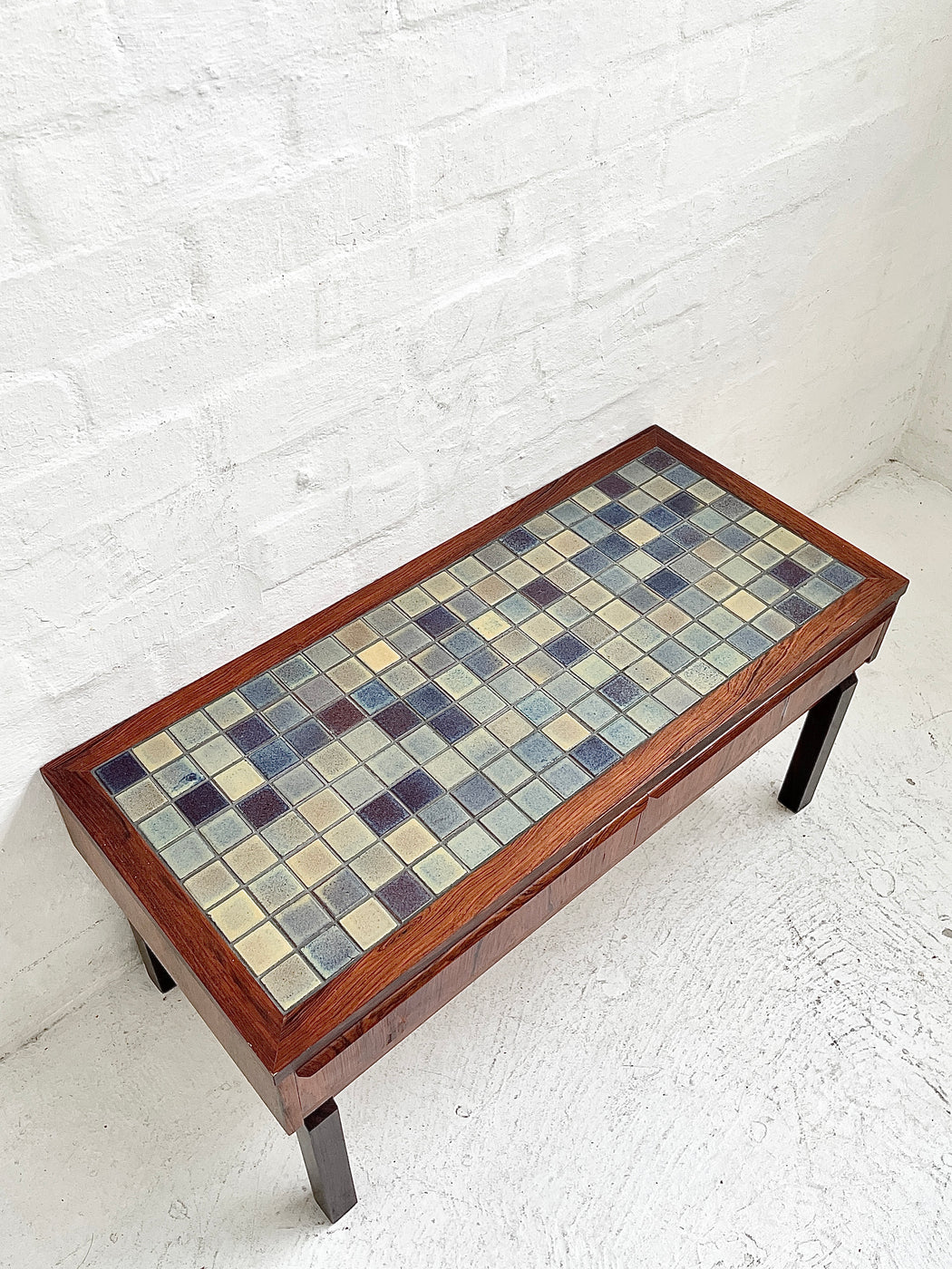 Danish Rosewood & Tile Inlaid Console Drawers