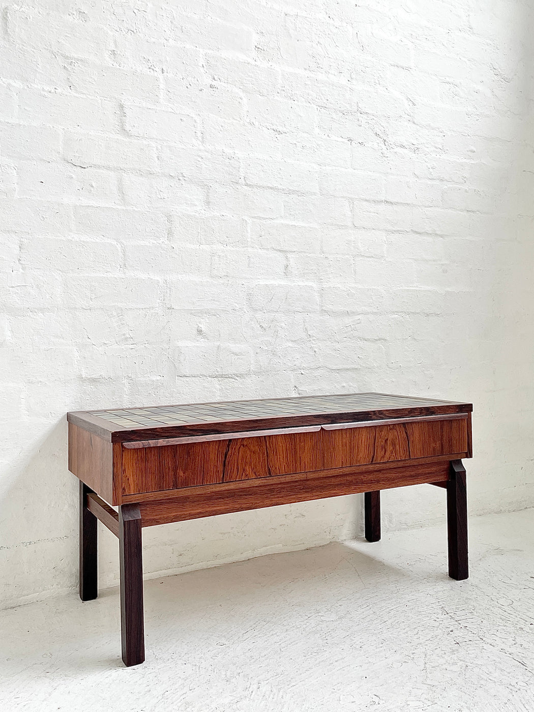 Danish Rosewood & Tile Inlaid Console Drawers