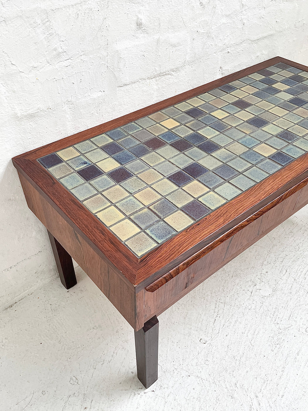 Danish Rosewood & Tile Inlaid Console Drawers