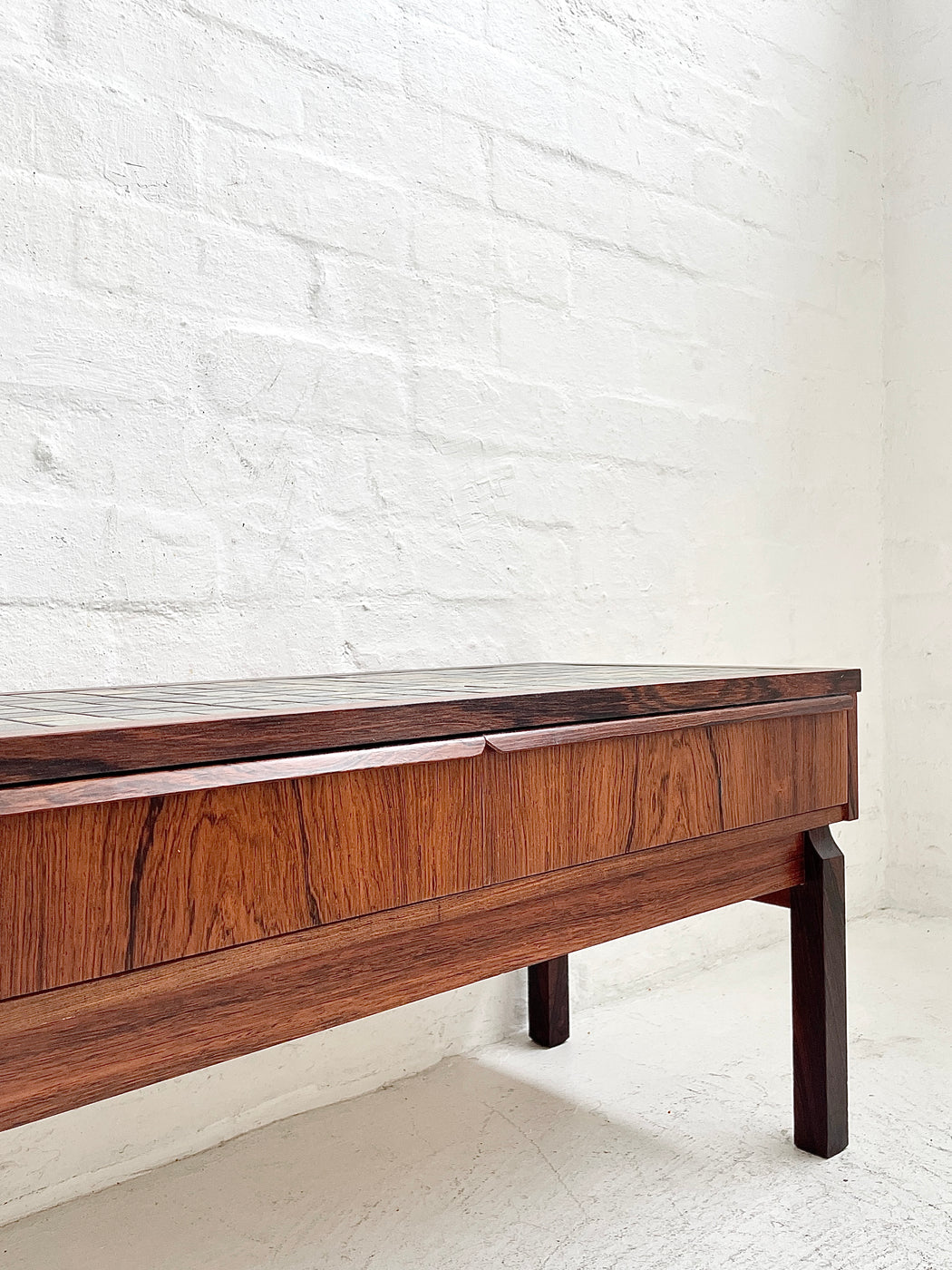 Danish Rosewood & Tile Inlaid Console Drawers