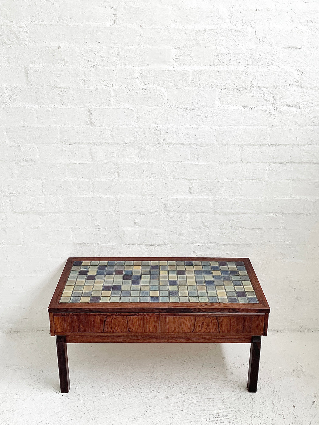 Danish Rosewood & Tile Inlaid Console Drawers