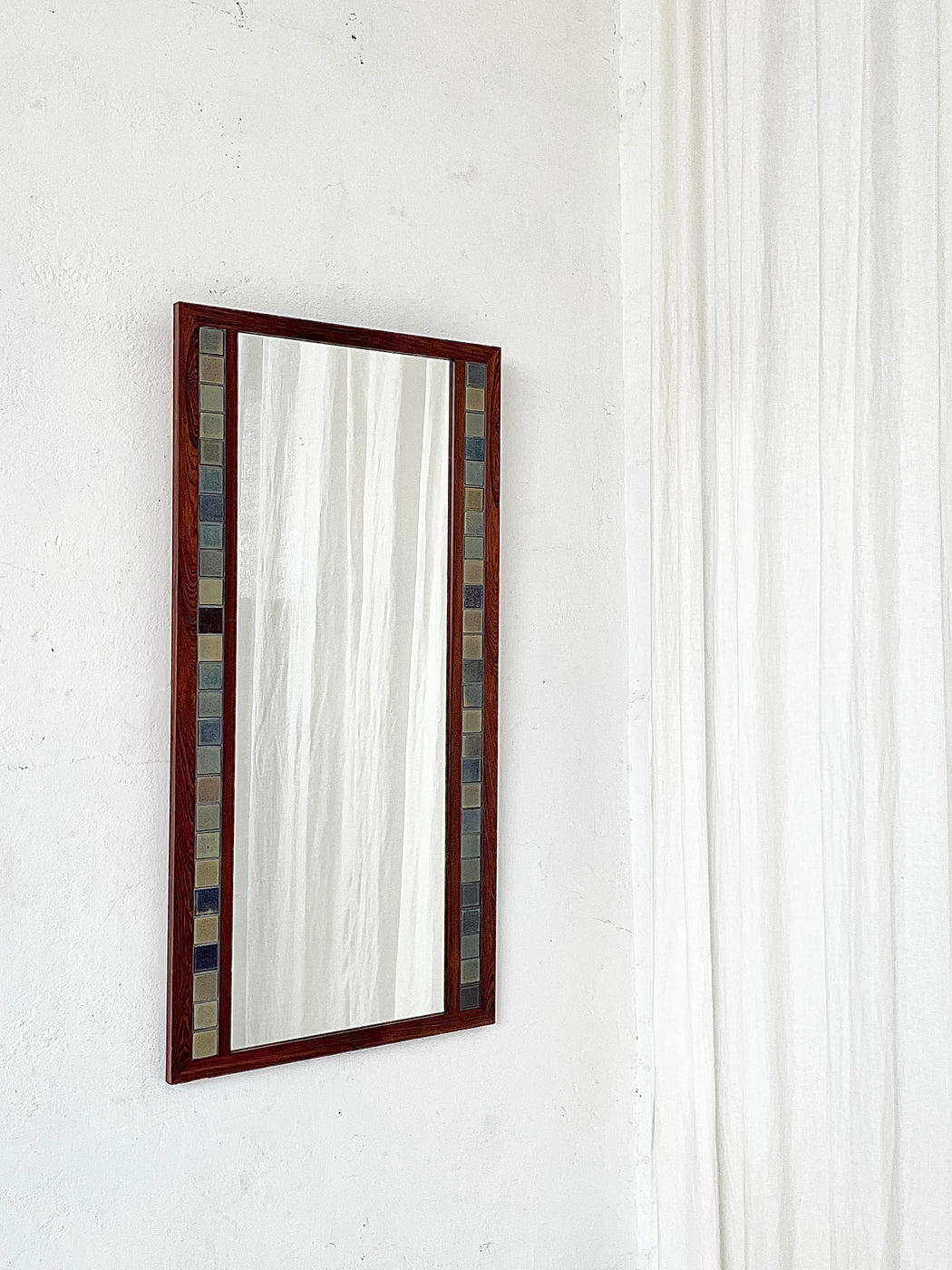 Danish Rosewood & Tile Inlaid Mirror