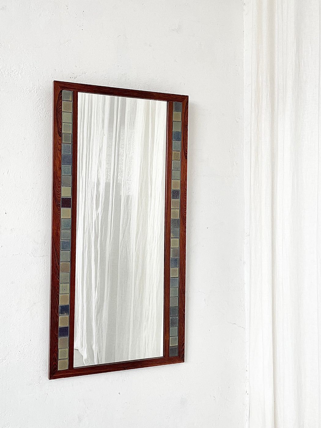 Danish Rosewood & Tile Inlaid Mirror