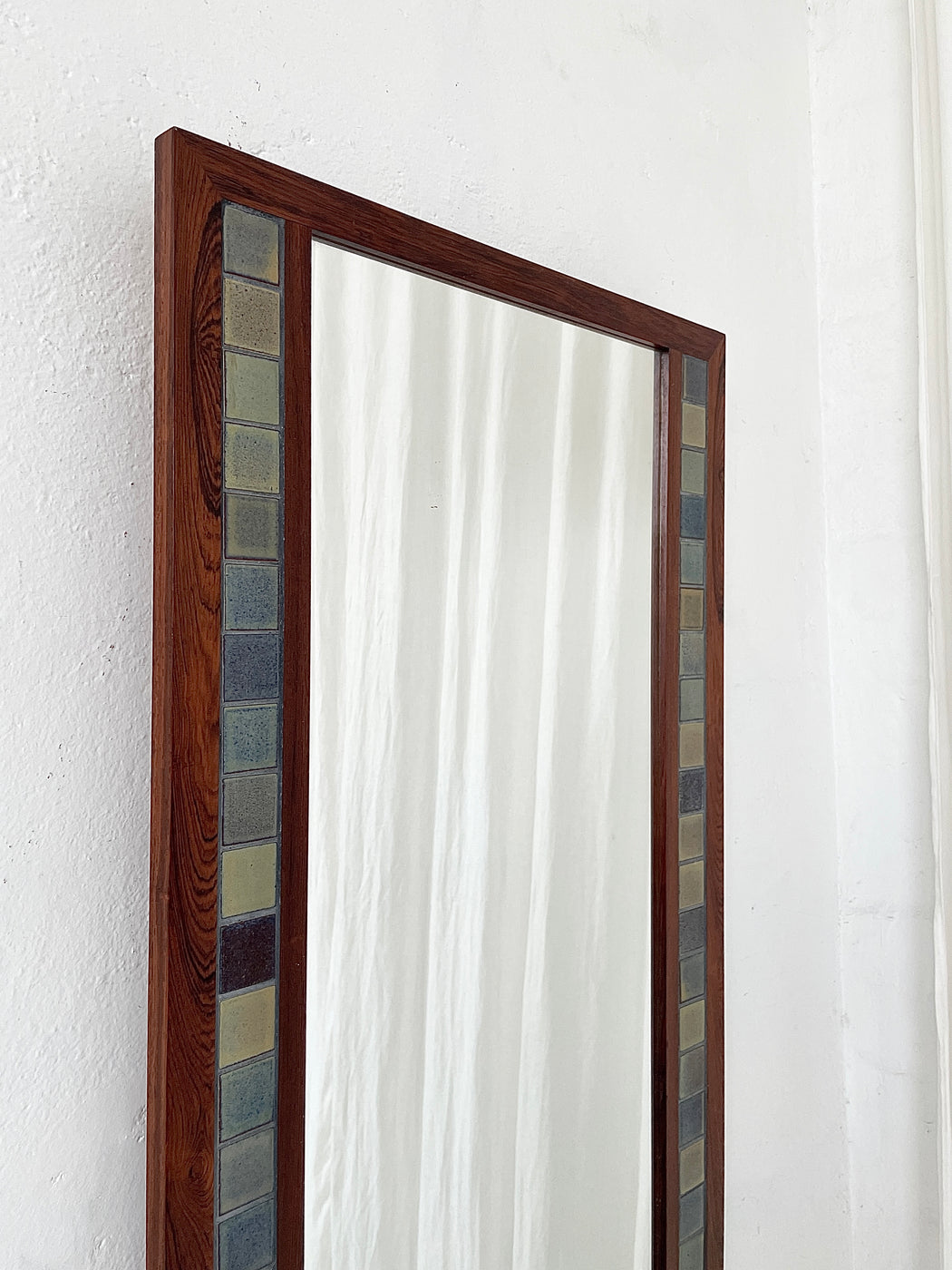 Danish Rosewood & Tile Inlaid Mirror