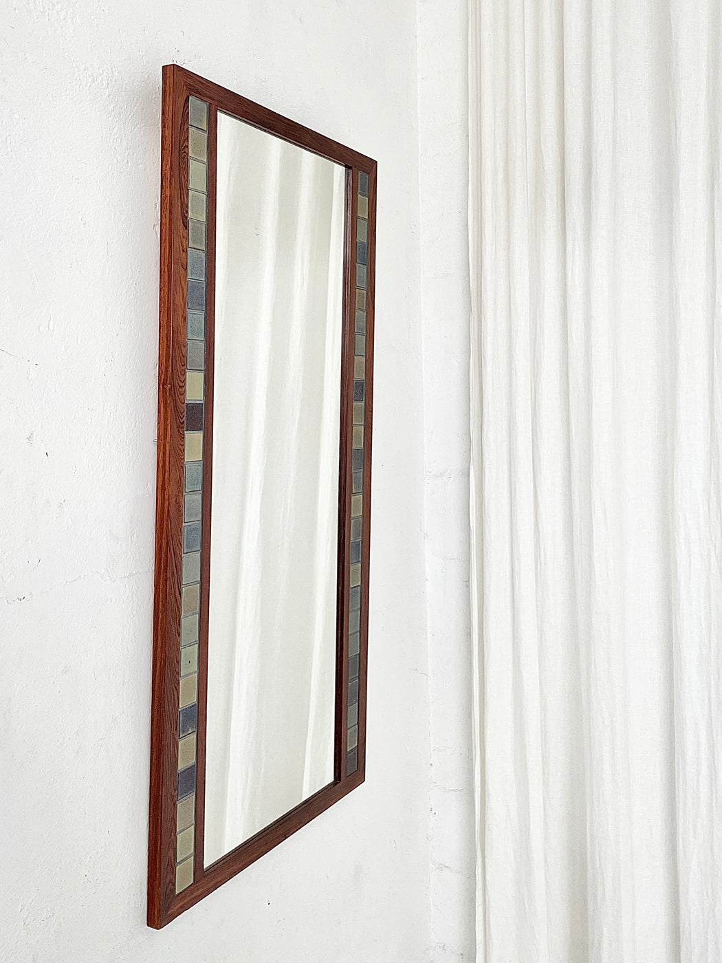 Danish Rosewood & Tile Inlaid Mirror
