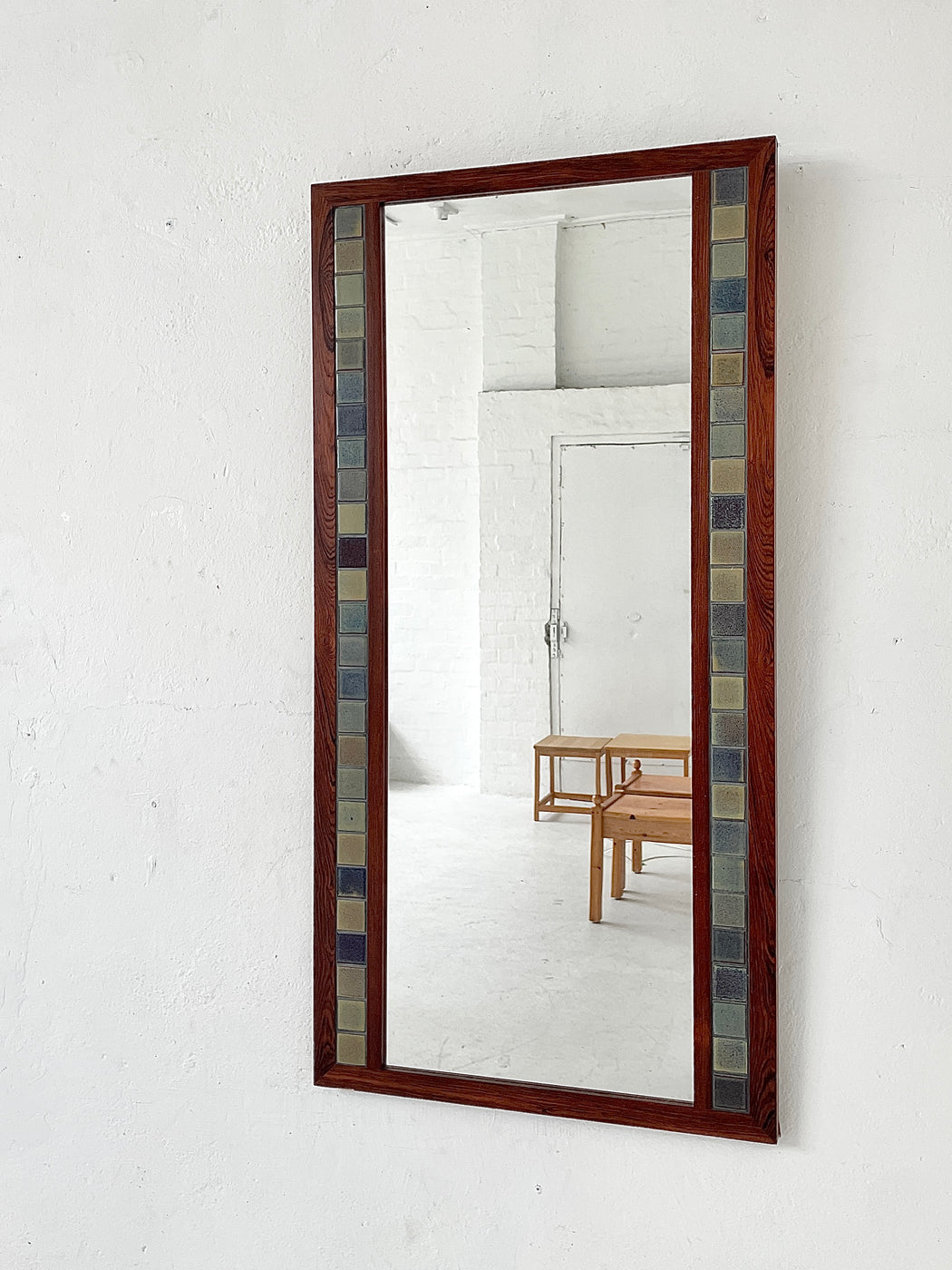 Danish Rosewood & Tile Inlaid Mirror