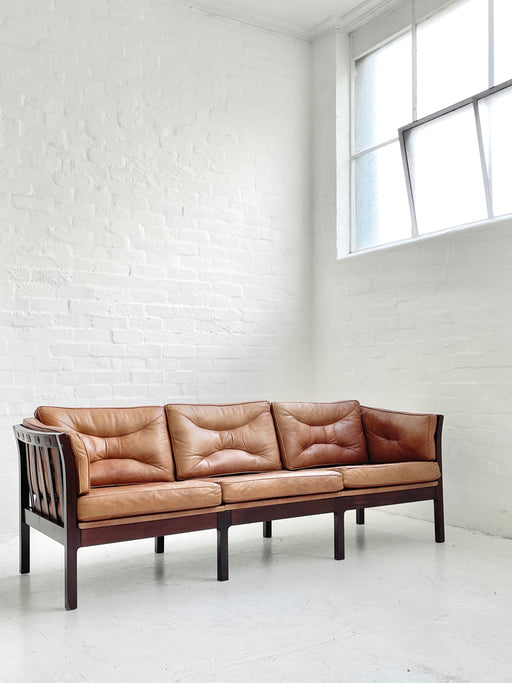 Danish Leather Three Seater Sofa