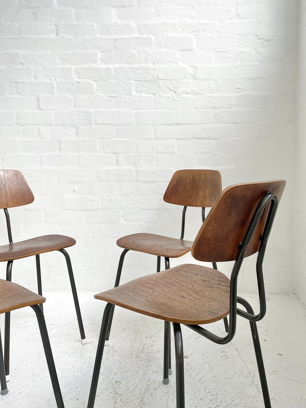 Set of 4 Danish Teak Stacking Chairs