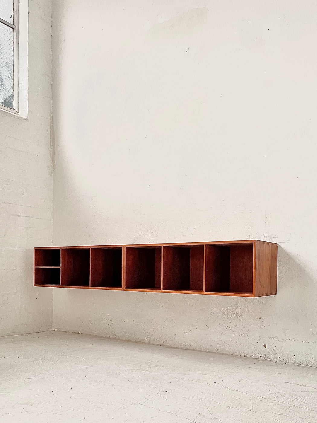 Two Section Danish Teak Wall Mounted Sideboard