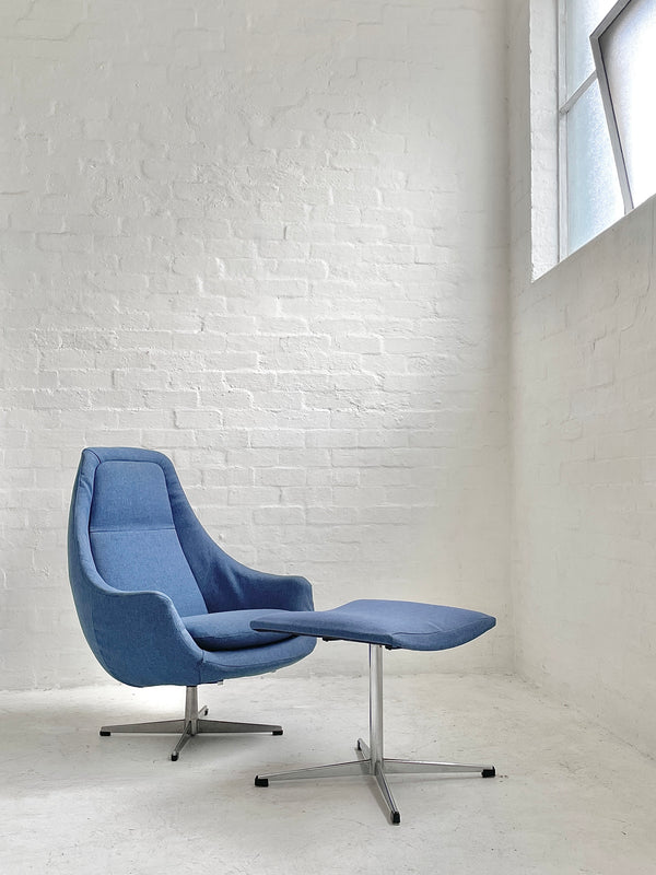 Mid-century Swivel Chair & Footstool