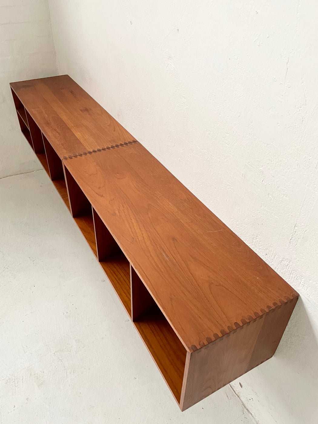 Two Section Danish Teak Wall Mounted Sideboard