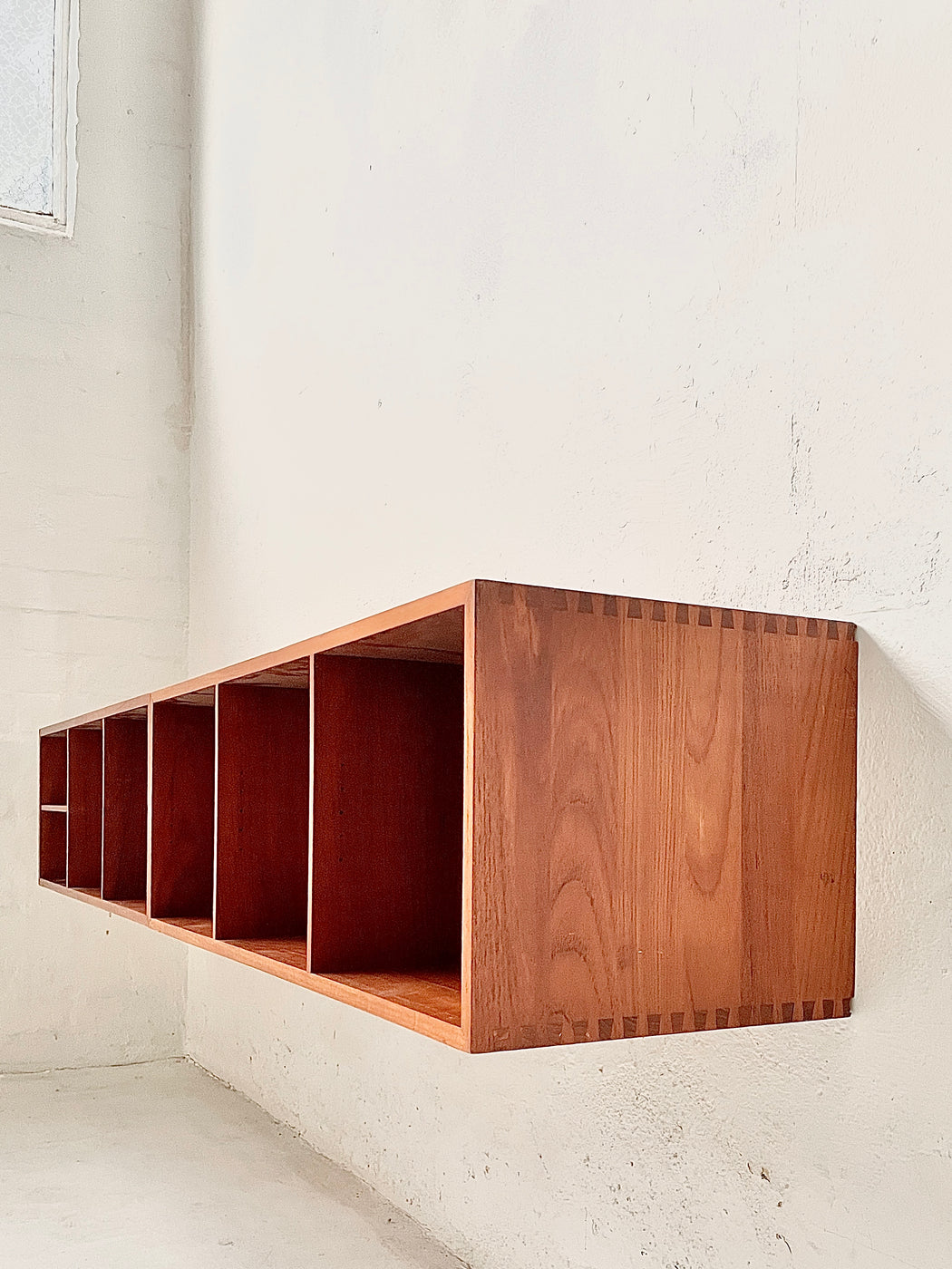 Two Section Danish Teak Wall Mounted Sideboard
