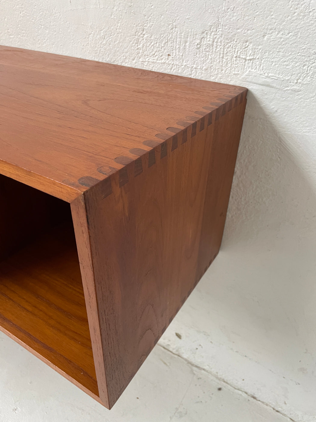 Two Section Danish Teak Wall Mounted Sideboard