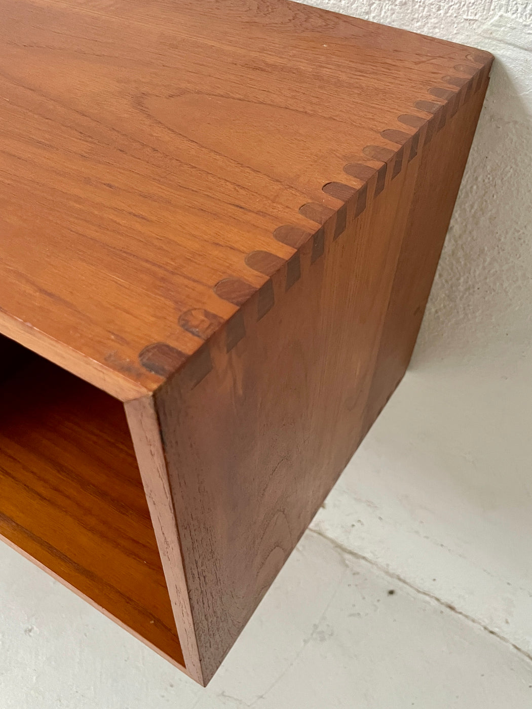 Two Section Danish Teak Wall Mounted Sideboard