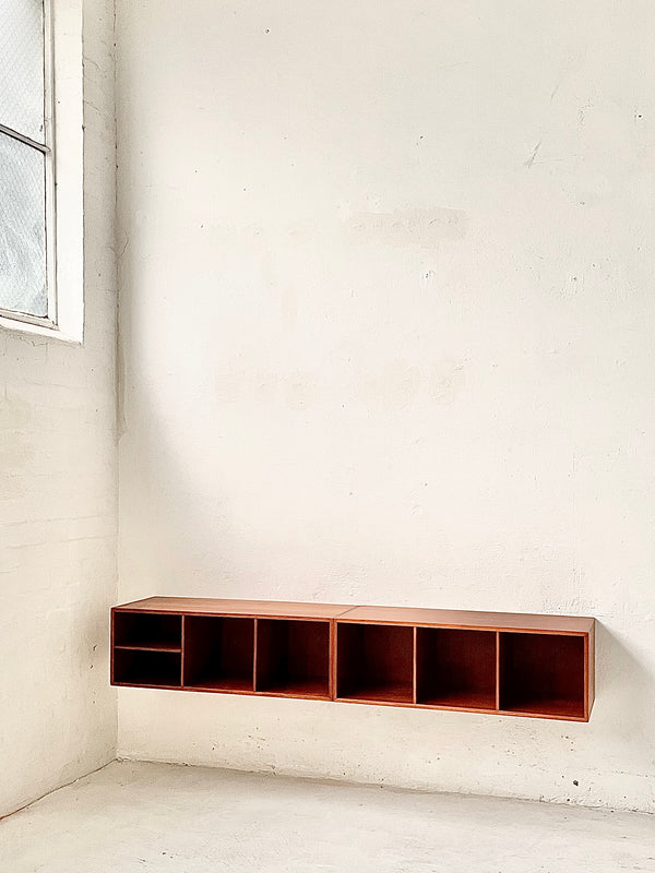 Two Section Danish Teak Wall Mounted Sideboard
