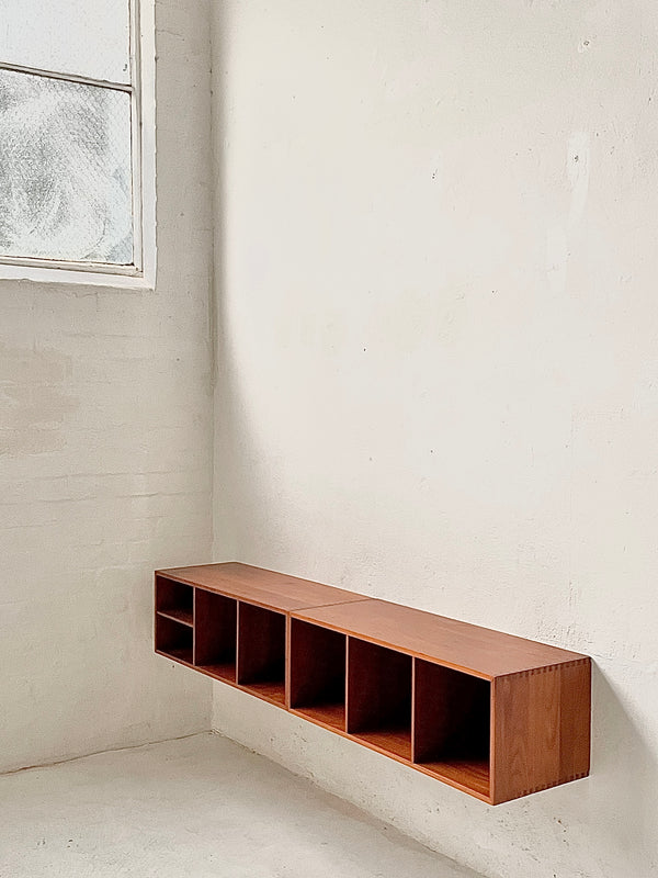 Two Section Danish Teak Wall Mounted Sideboard