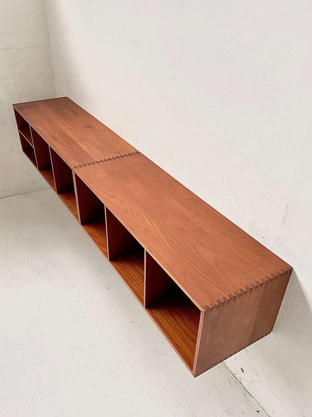 Two Section Danish Teak Wall Mounted Sideboard