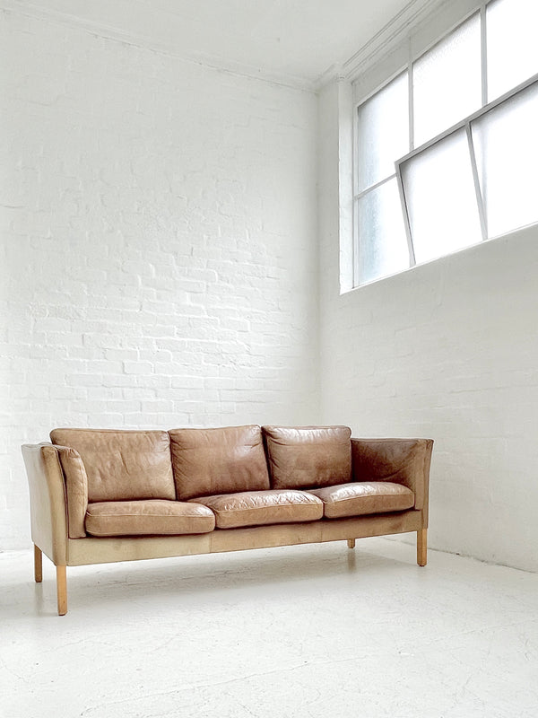 Danish Cognac Leather Sofa