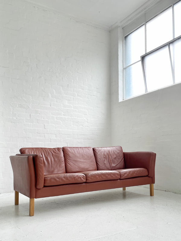 Danish Tan Leather Sofa