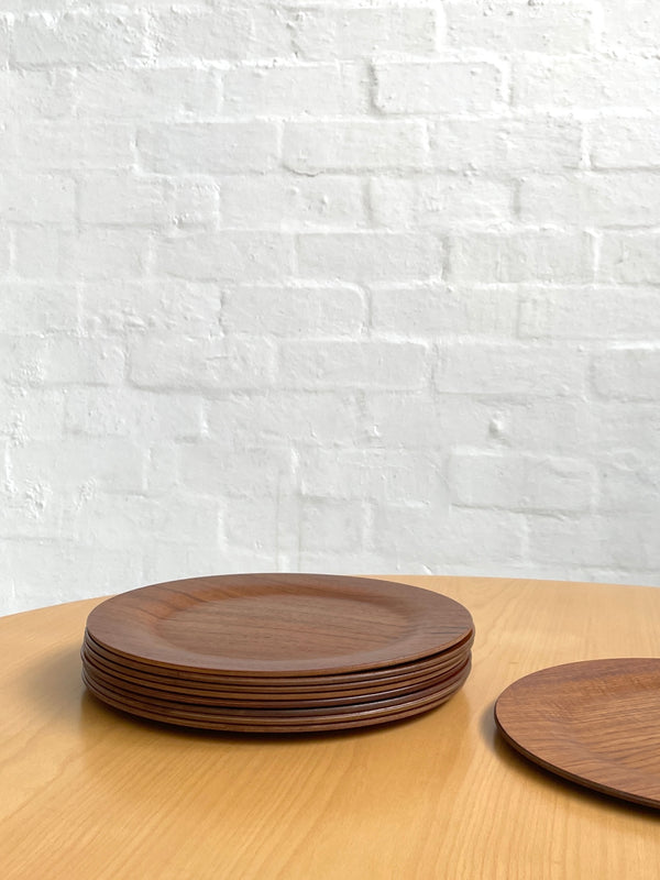 Set of Nine Morsbak Teak Plates