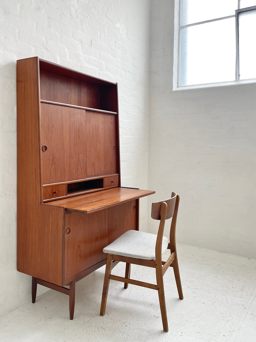 Danish Teak Bureau Bookcase