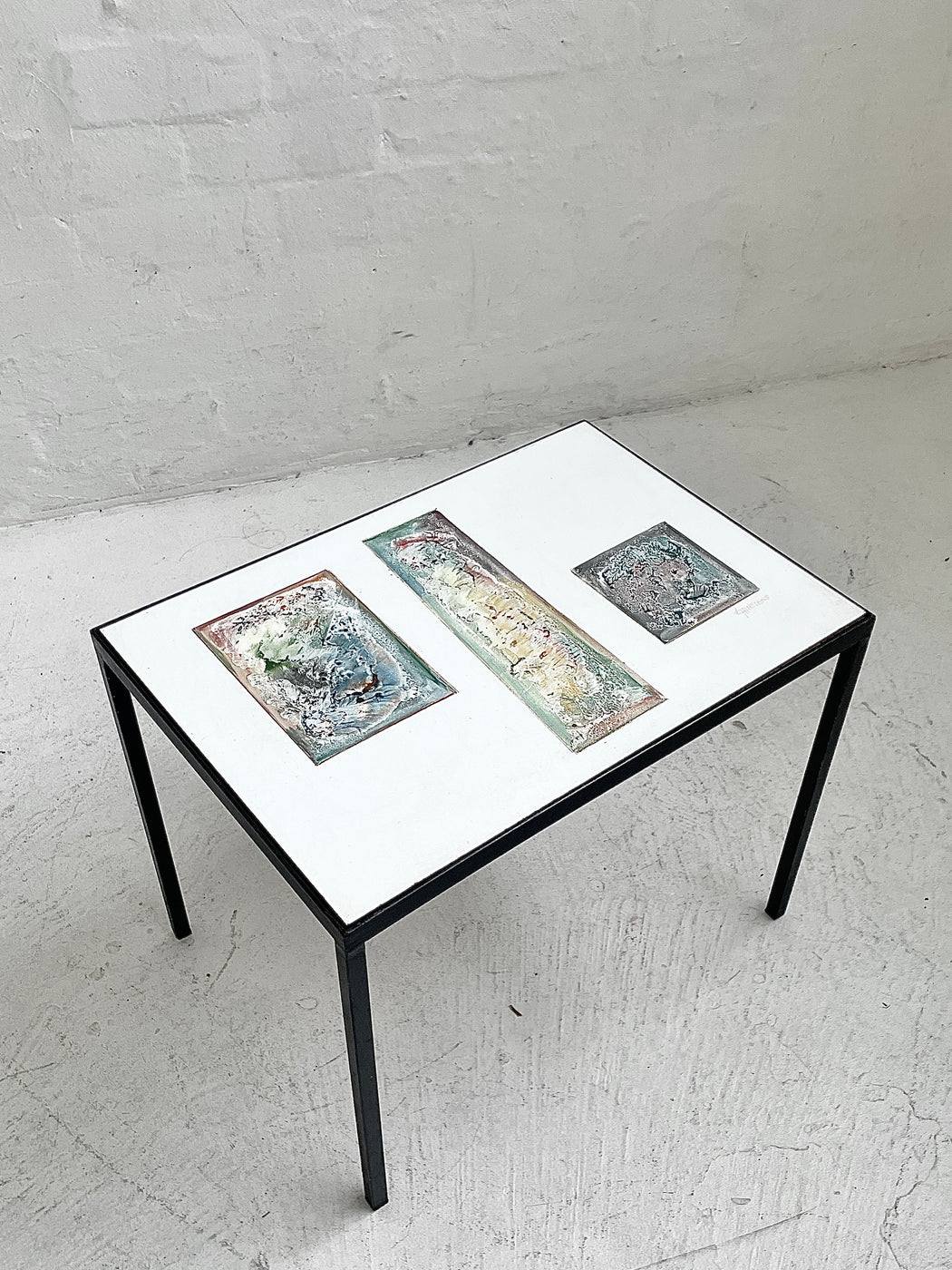 Dutch Side Table with Original Enamelled Artwork