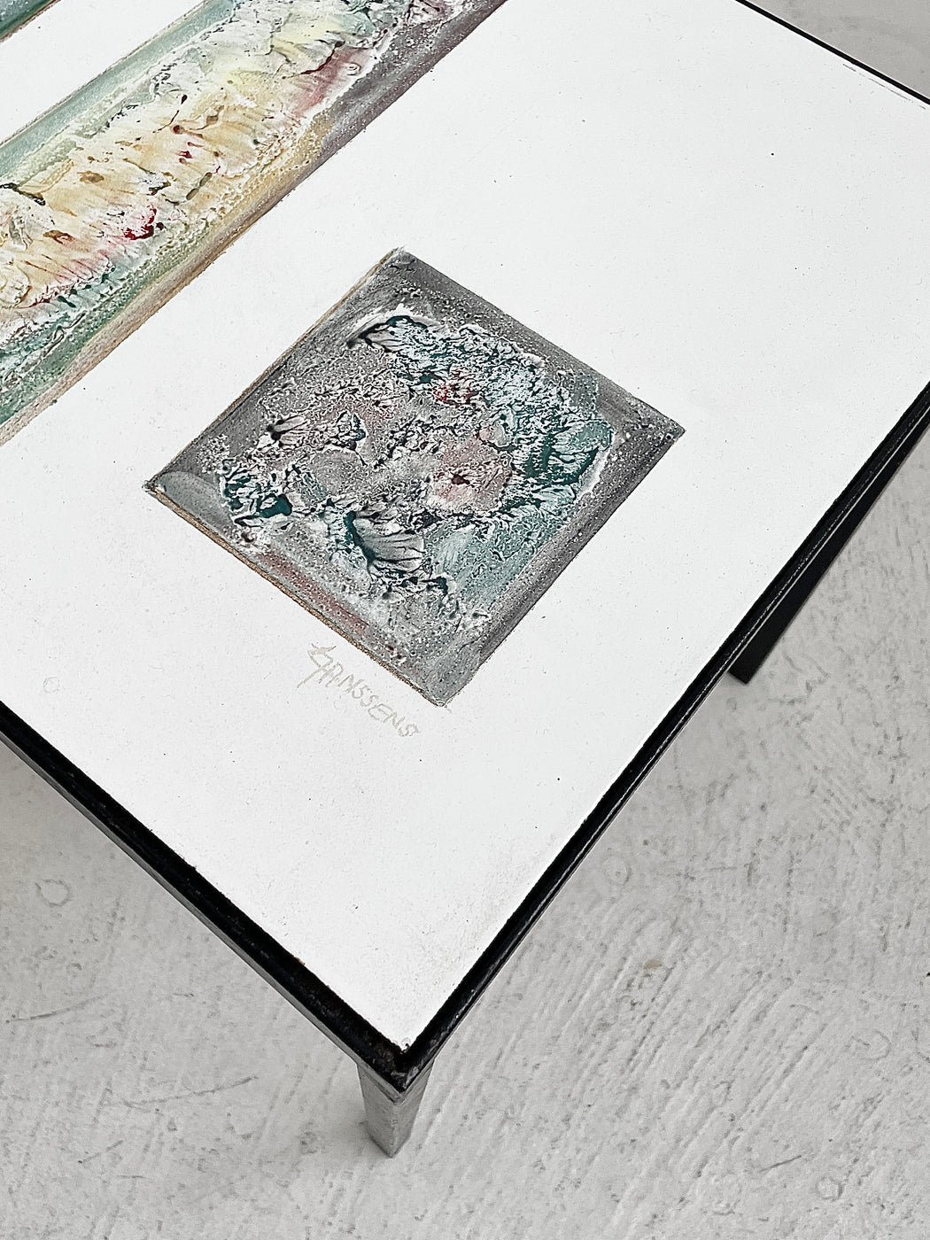 Dutch Side Table with Original Enamelled Artwork