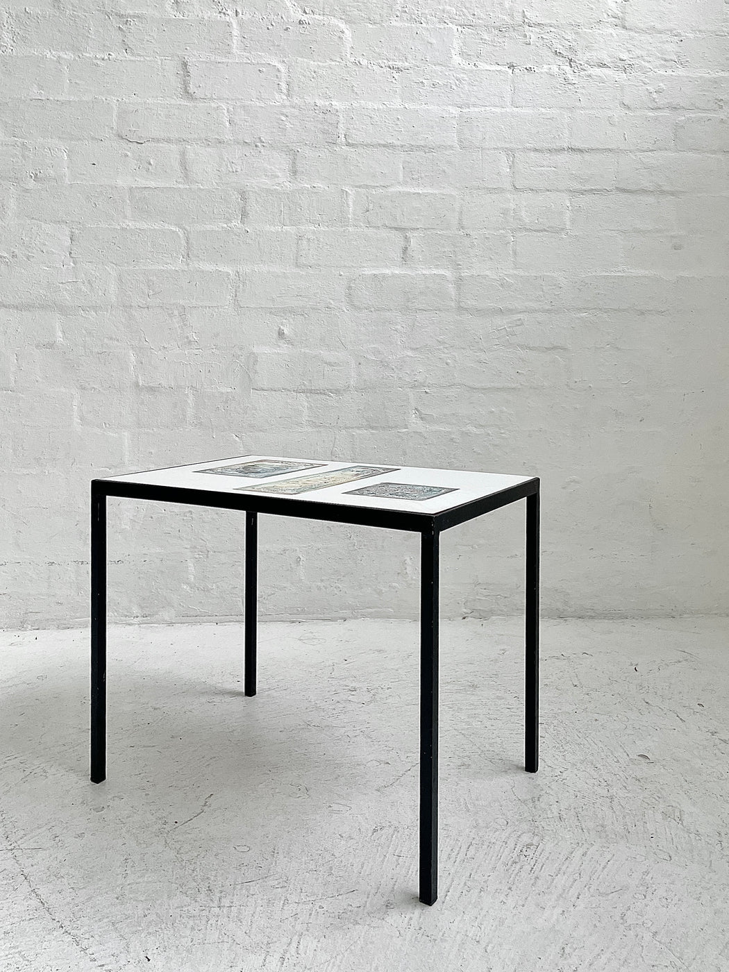 Dutch Side Table with Original Enamelled Artwork