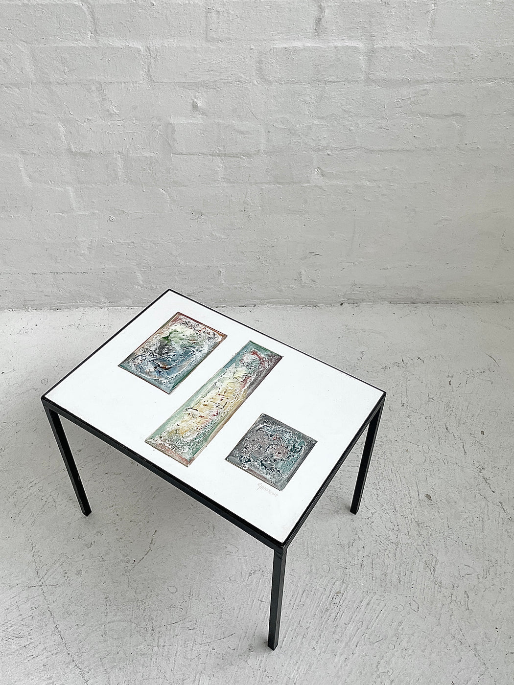 Dutch Side Table with Original Enamelled Artwork