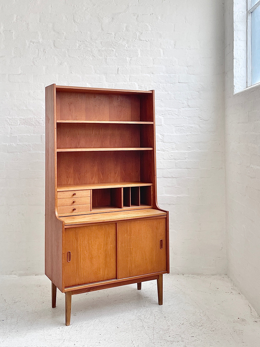 Danish Teak Bureau Bookcase