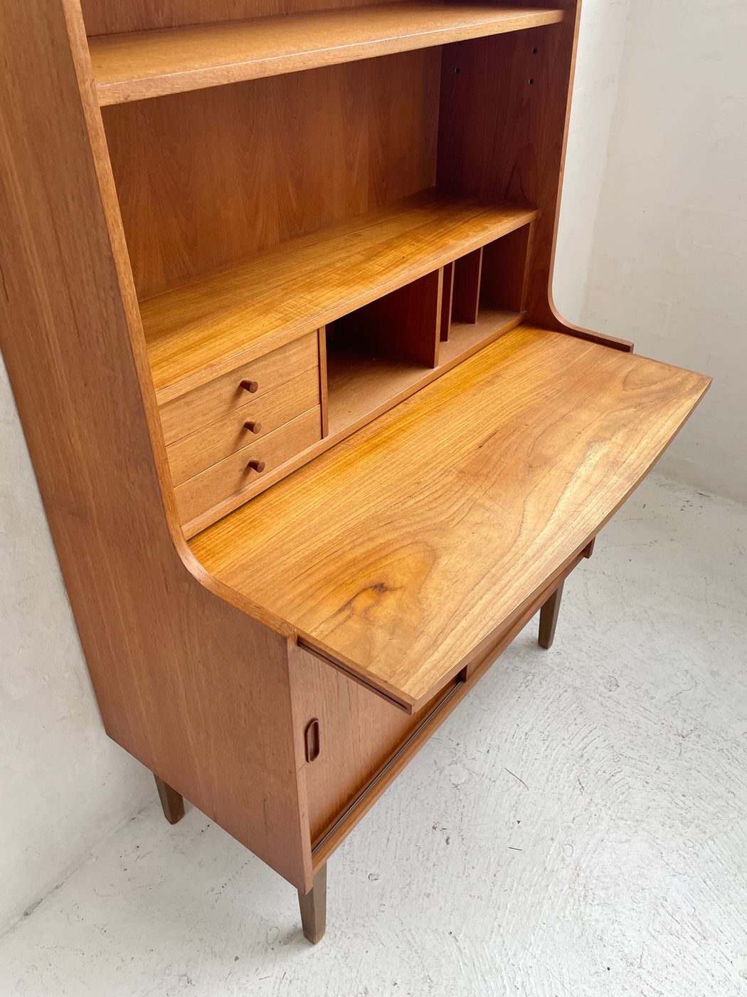 Danish Teak Bureau Bookcase