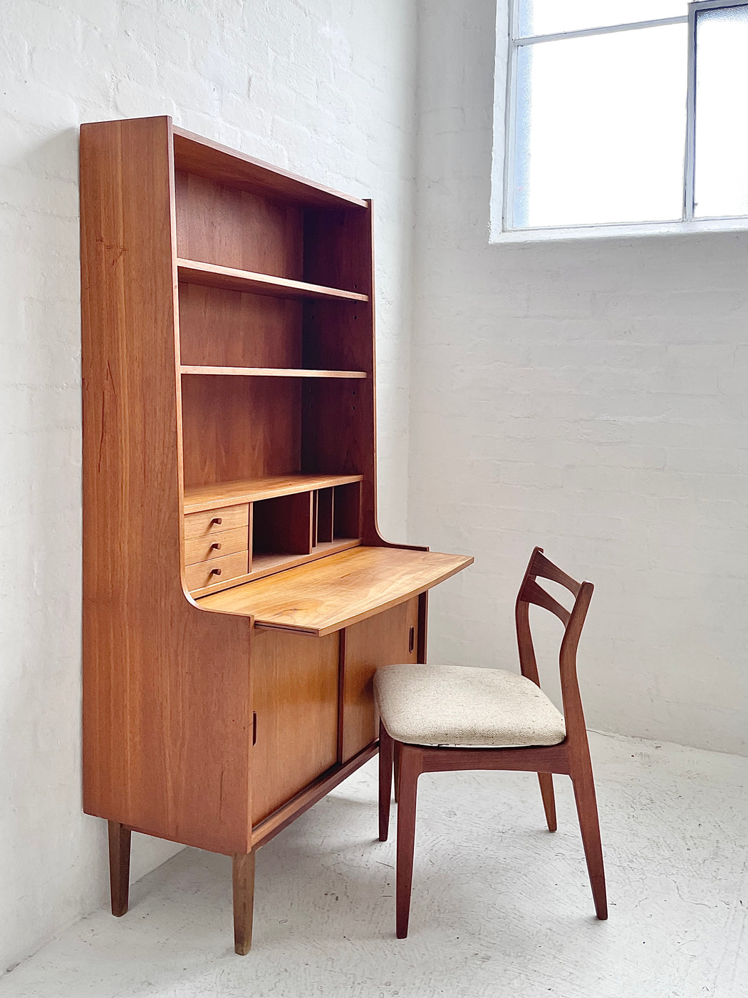 Danish Teak Bureau Bookcase