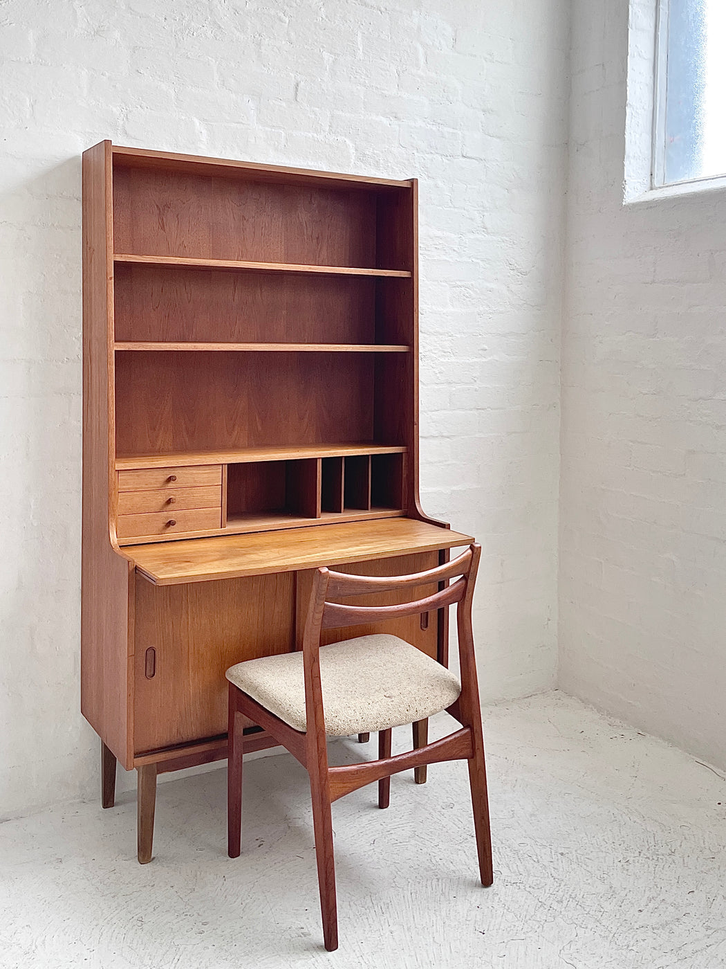 Danish Teak Bureau Bookcase