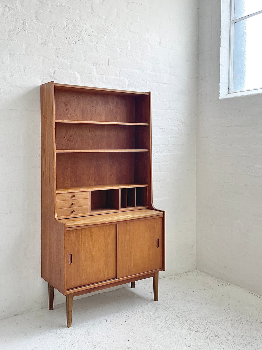 Danish Teak Bureau Bookcase