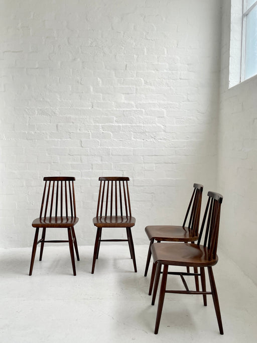 Set of four Danish Spindle Back Chairs