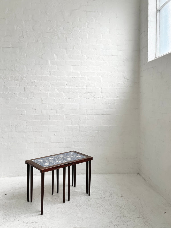 Danish Tile-topped Nest of Rosewood Tables