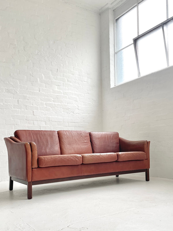 Danish Tan Leather Sofa
