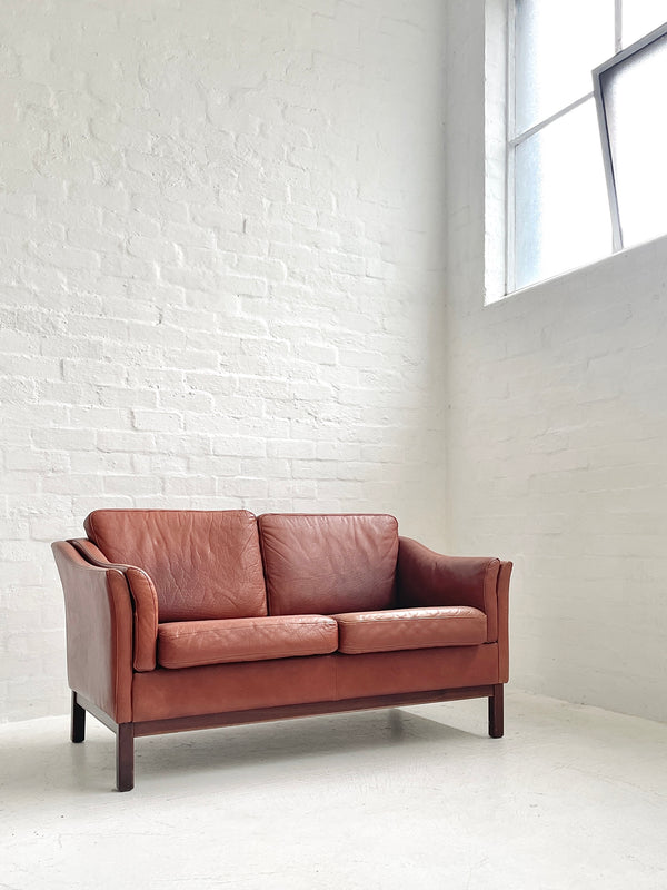 Danish Tan Leather Sofa
