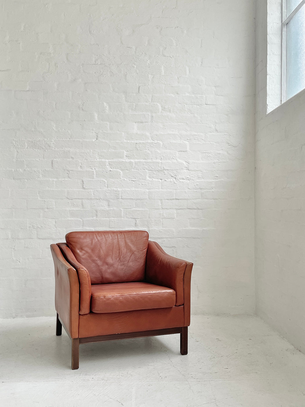 Danish Tan Leather Lounge Chair