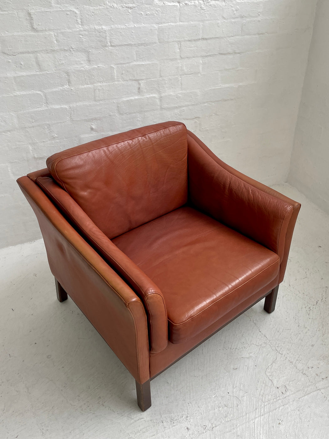 Danish Tan Leather Lounge Chair