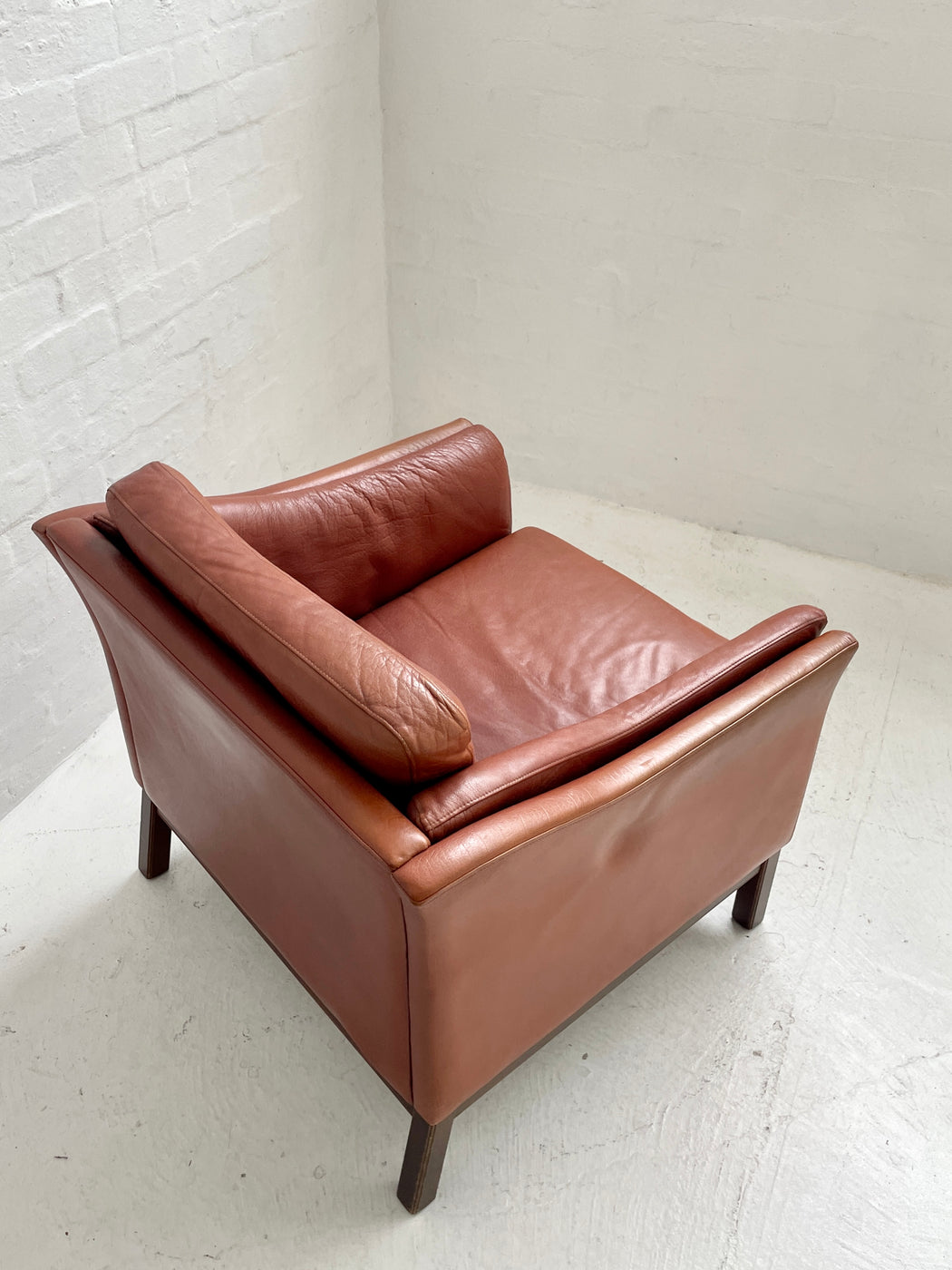 Danish Tan Leather Lounge Chair